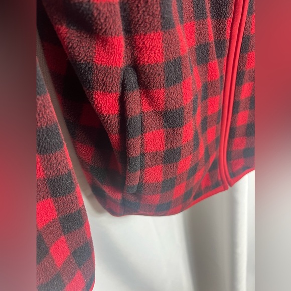 Croft & Barrow Red Black Buffalo Plaid Full Zip Fleece Jacket Coat XL Warm - Picture 3 of 7